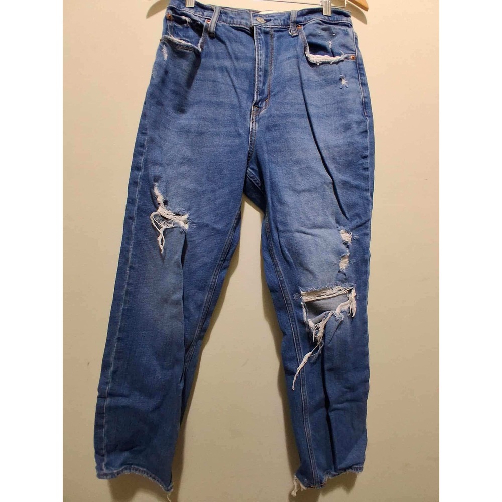 Abercrombie Fitch Ankle Straight Ultra High Rise Distressed Jeans Size 29 Womens